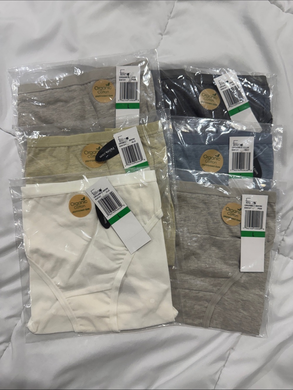NEW Felina Organic Cotton Bikini 6 Pack - Neutral Multi-Pack